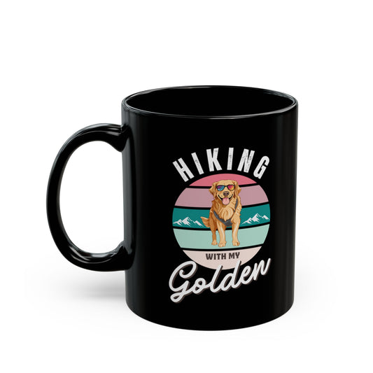 Hiking with my Golden Dog - Black Mug 11oz