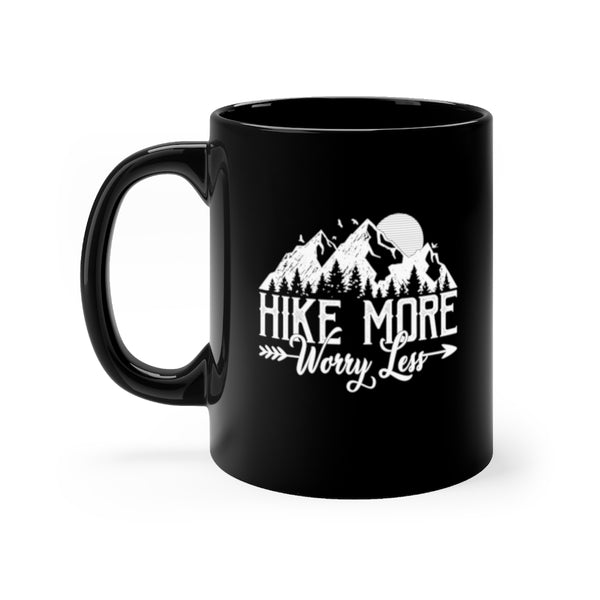 Hike More Worry Less - Black Mug 11oz